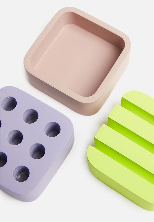 Sixth Floor - Cube desktop organiser set of 3 - multi
