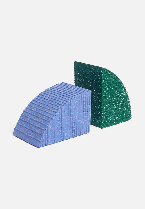 Sixth Floor - Terrazzo bookends set of 2 - blue & green
