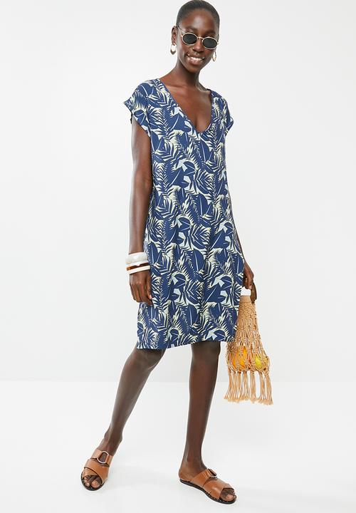 Superbalist - V-neck cover up - blue & yellow