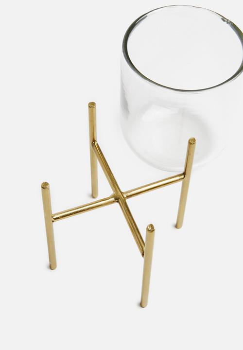 Sixth Floor - Glass vase with iron stand - gold