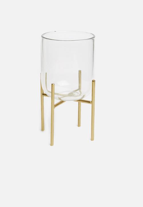 Sixth Floor - Glass vase with iron stand - gold