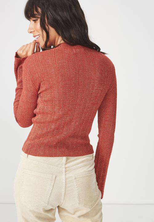 Cotton On - Metallic close to body pullover  - rust 