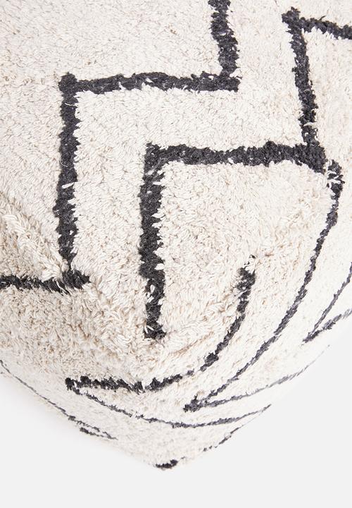 Sixth Floor - Zig zag tufted pouff - white & black