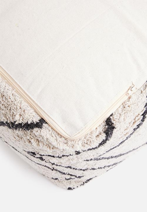 Sixth Floor - Zig zag tufted pouff - white & black