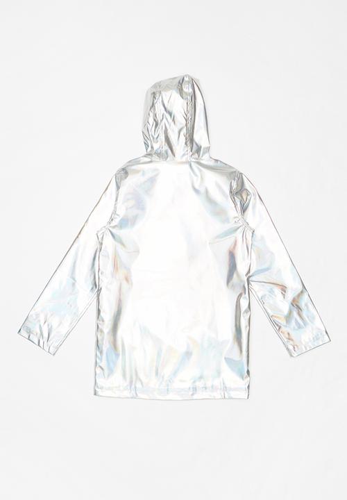 Pop Candy - Girls hooded metallic jacket with silver zip - silver