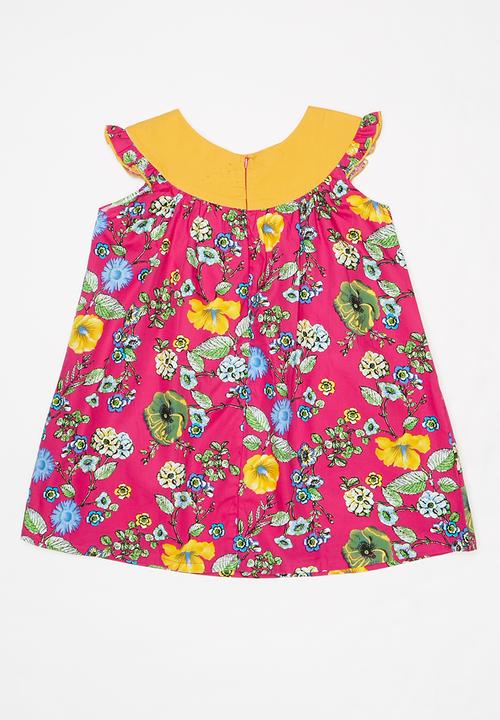 Pop Candy - Floral printed dress - yellow & pink