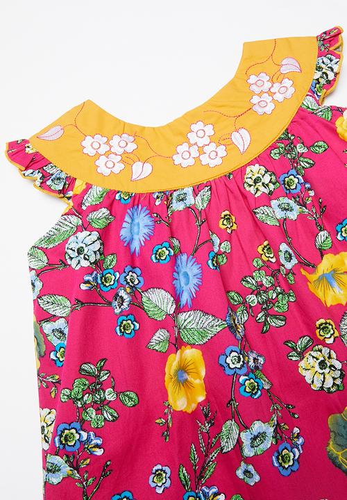 Pop Candy - Floral printed dress - yellow & pink