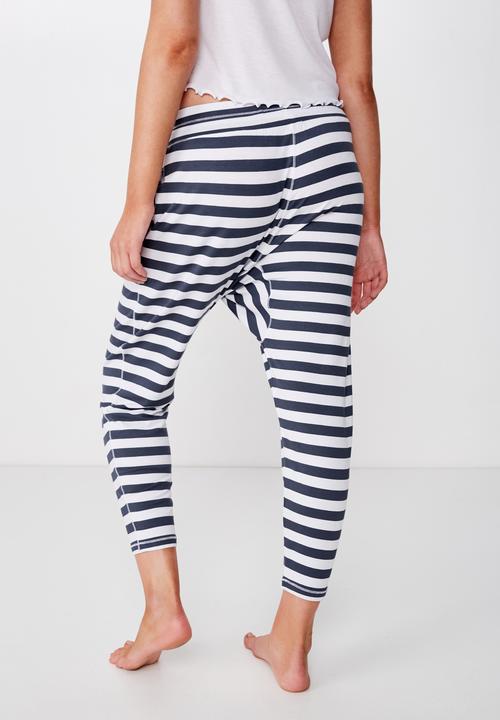 Cotton On - Sleep recovery drop crotch pant  - blue & white