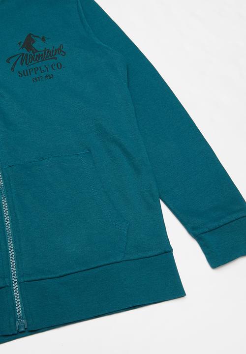 Rebel Republic - Boys zip through hoodie - blue