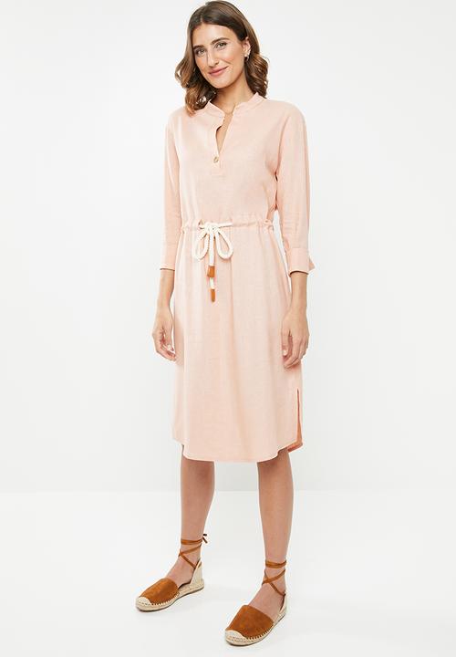 edit - Linen rope front dress - pink