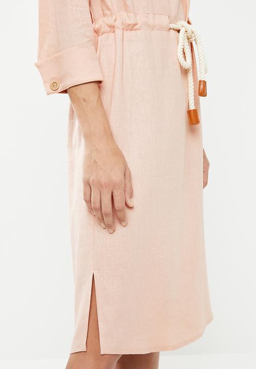edit - Linen rope front dress - pink