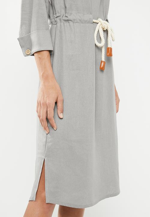 edit - Linen rope front dress - grey