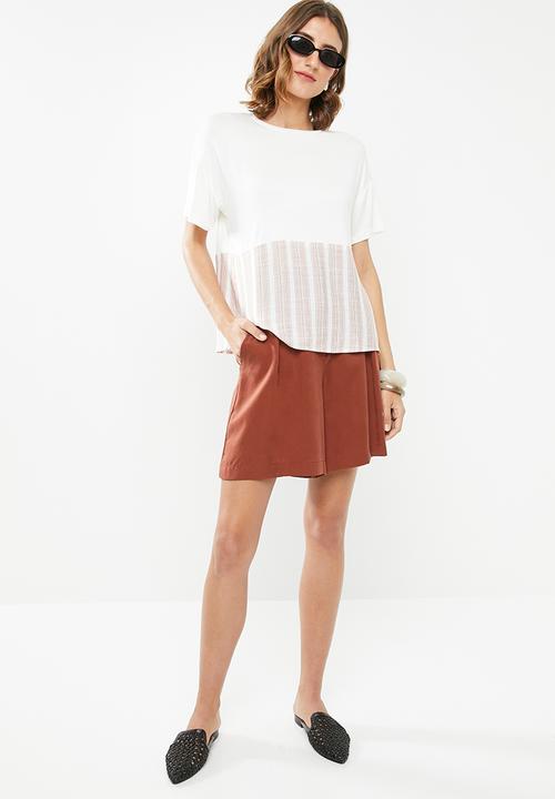 edit - Combo tee - white & rust