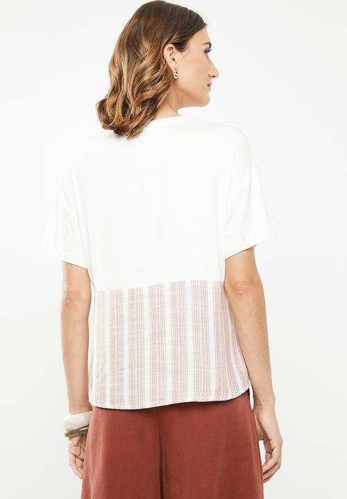 edit - Combo tee - white & rust