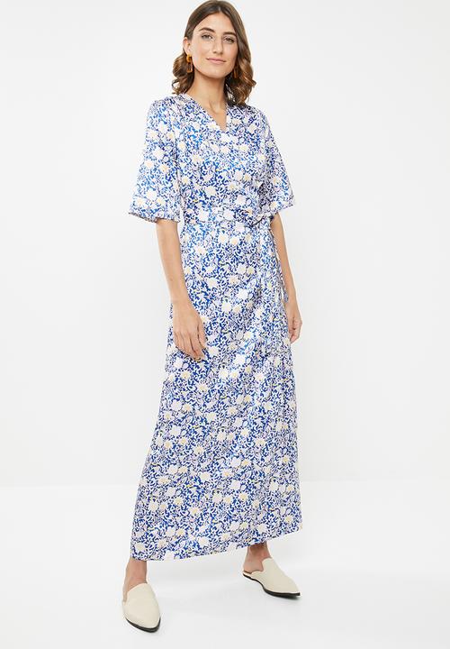 edit - Wrapover satin maxi dress - multi 