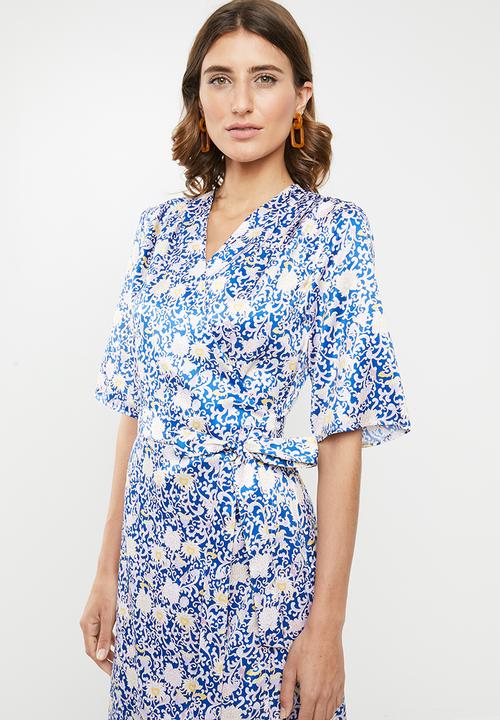 edit - Wrapover satin maxi dress - multi 