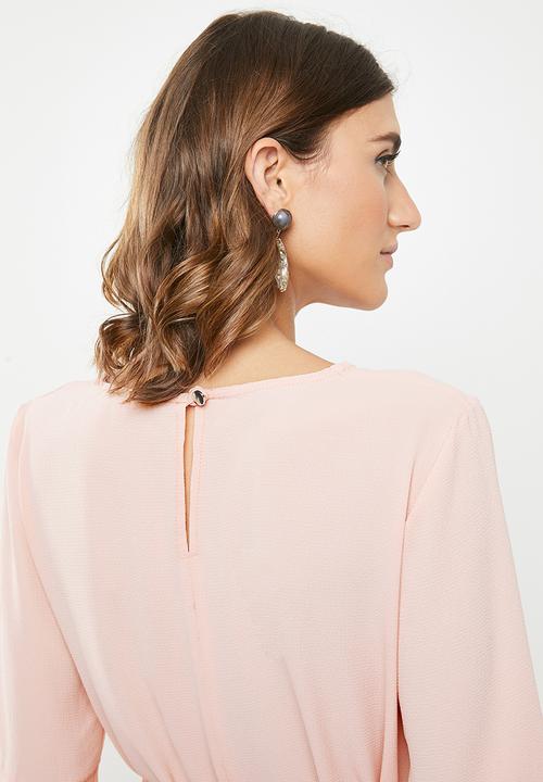 edit - Belted tunic with 3/4 sleeves - pink