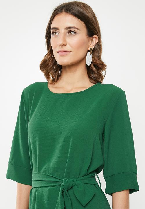 edit - Belted tunic with 3/4 sleeves - green