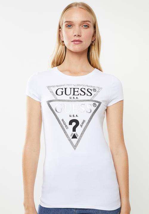 GUESS - Short sleeve double tri motif tee - white