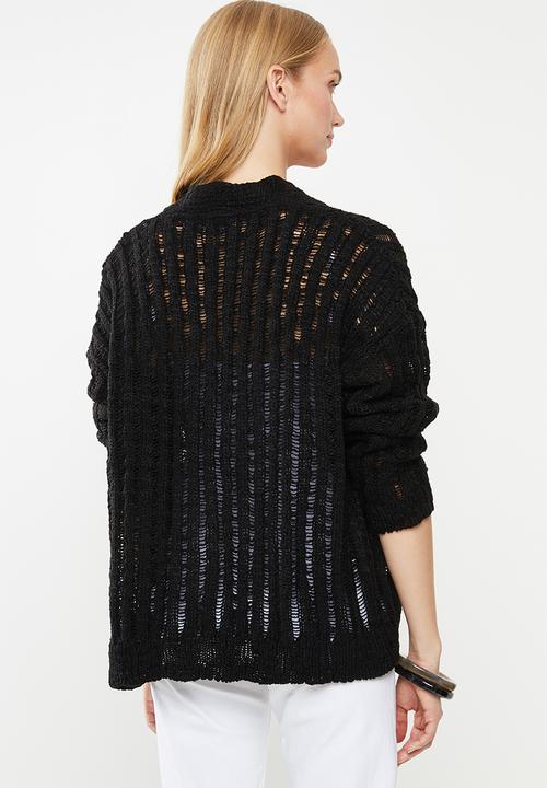 Cotton On - Open ladder knit cardi  - black