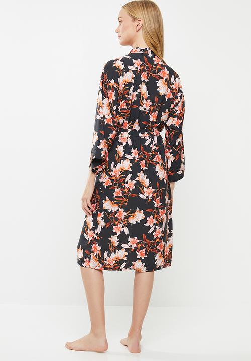 Superbalist - Printed robe - black