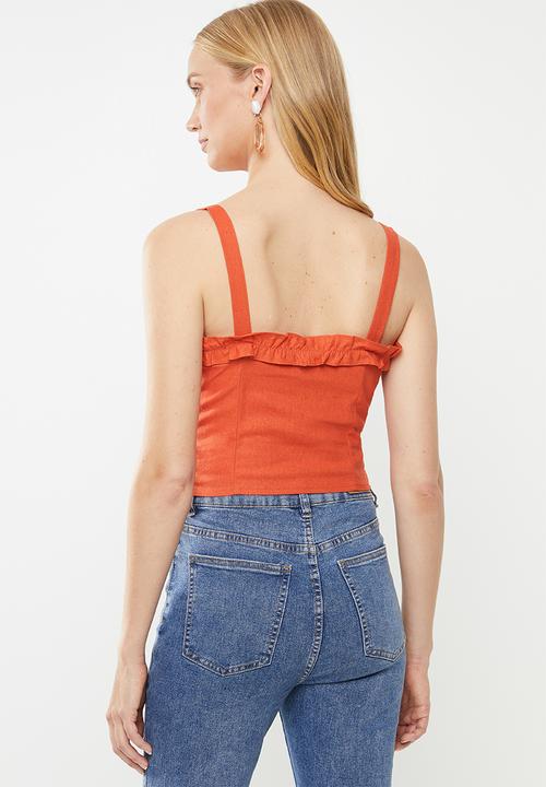 Cotton On - Lizzy lace up top  - orange