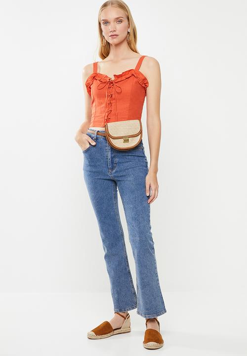 Cotton On - Lizzy lace up top  - orange