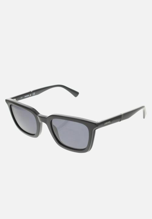 Diesel  - Shiny black frame sunglasses with smoke lenses - black