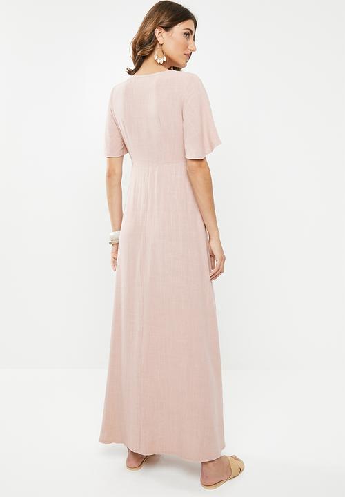 Me&B - Button through linen dress - pink
