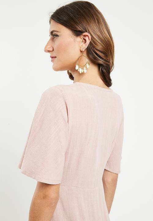 Me&B - Button through linen dress - pink