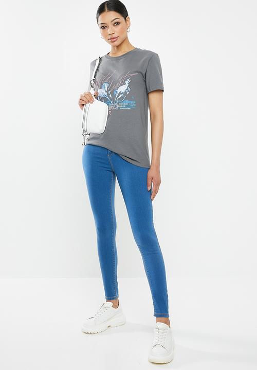 Missguided - Wild hearts graphic T-shirt - charcoal