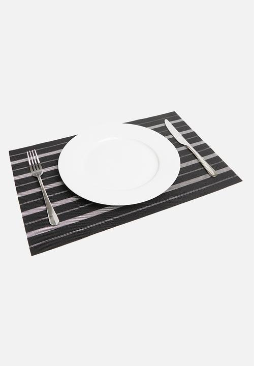 Kitchen Craft - Stripe woven placemat - black