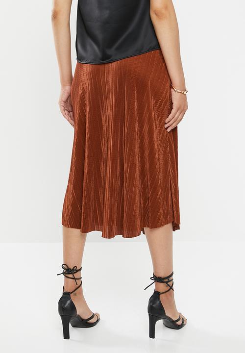 Missguided - Plisse a-line midi skirt - rust