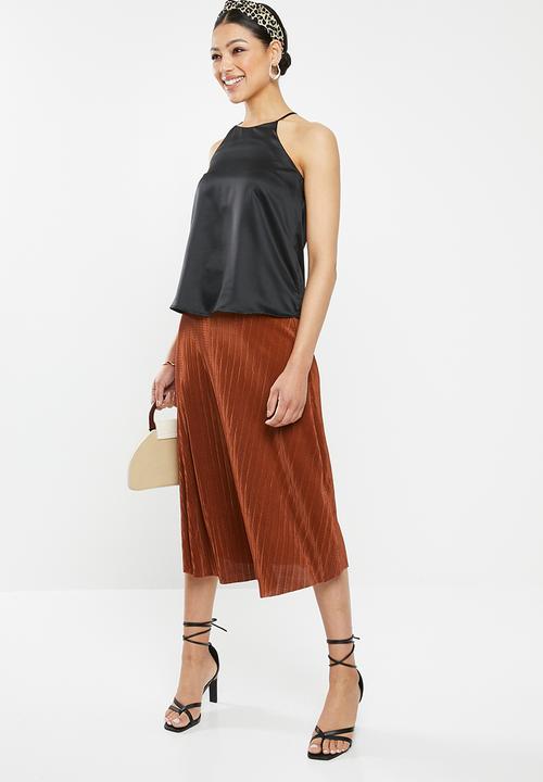 Missguided - Plisse a-line midi skirt - rust