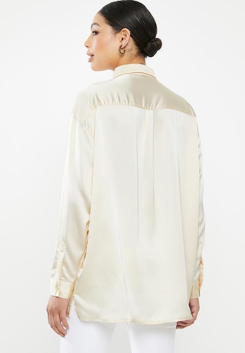 Missguided - Oversized satin shirt - neutral