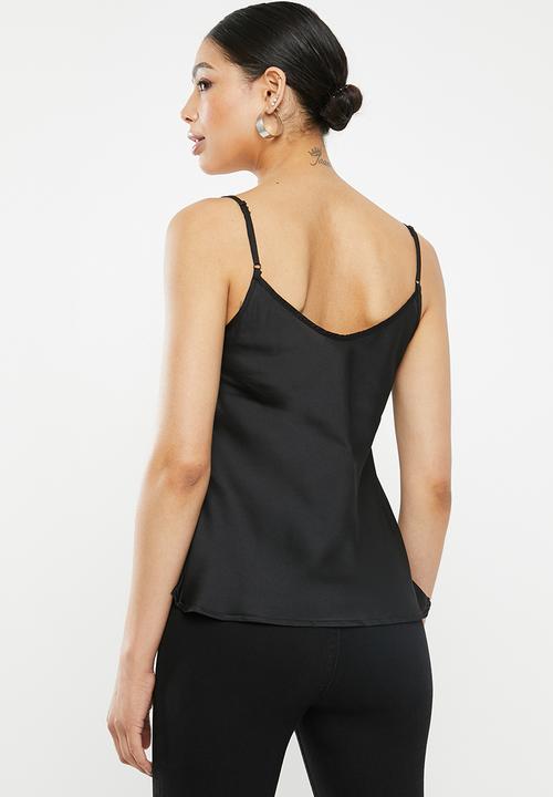 Missguided - Eyelash lace trim cami top - black