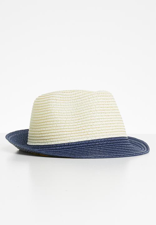 Pop Candy - Straw hat with navy rim - neutral & navy