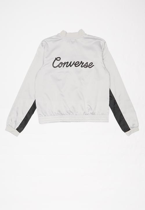 Converse - Converse girls wordmark satin track jacket - grey