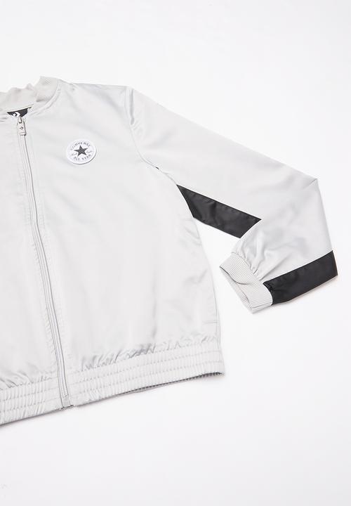 Converse - Converse girls wordmark satin track jacket - grey