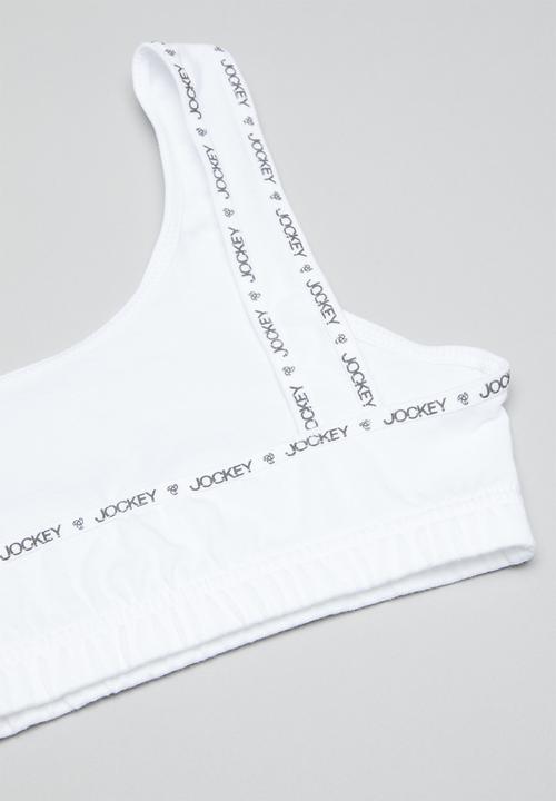 Jockey - 2 Pack logo lip crop top - black & white