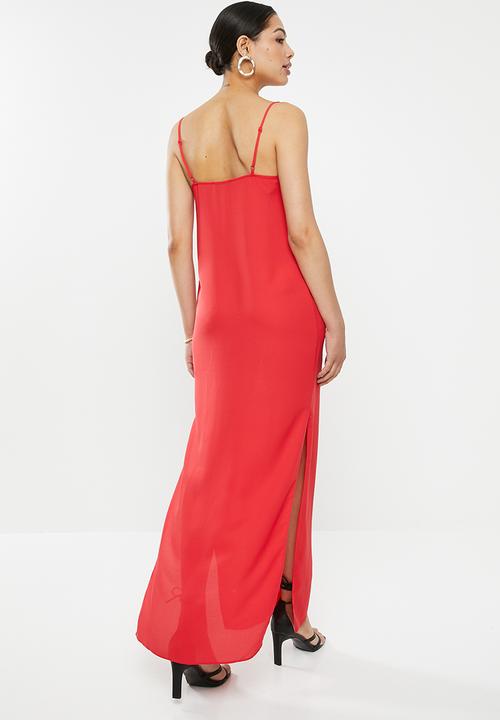 Missguided - Maxi side split dress - red