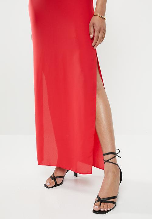 Missguided - Maxi side split dress - red