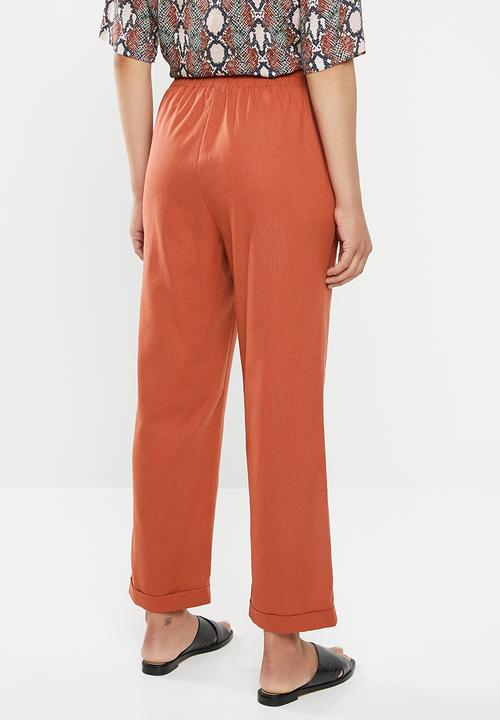 Missguided - Co ord linen cigarette trousers - orange