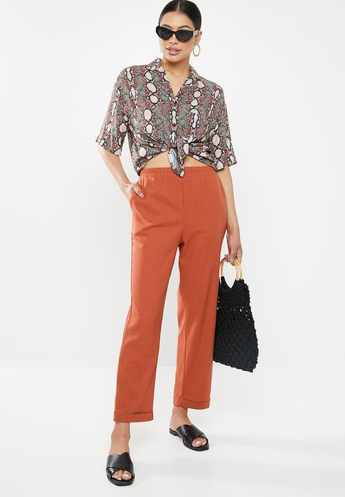 Missguided - Co ord linen cigarette trousers - orange