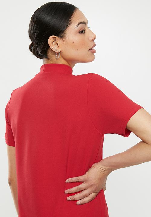 Missguided - High neck shift dress - red
