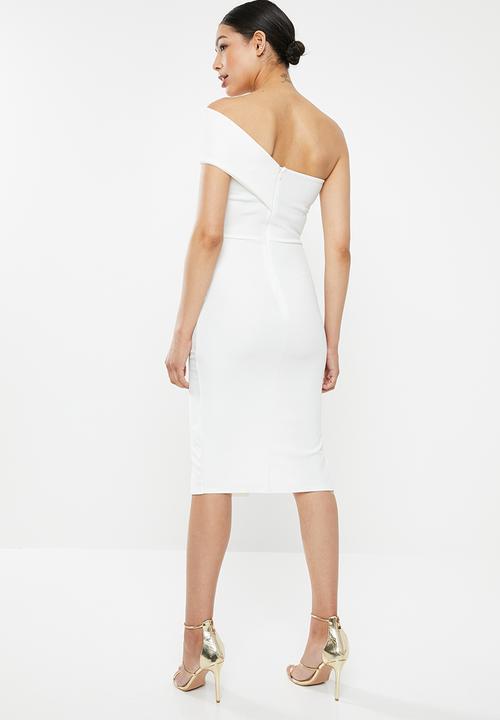 Missguided - One shoulder midi dress - white