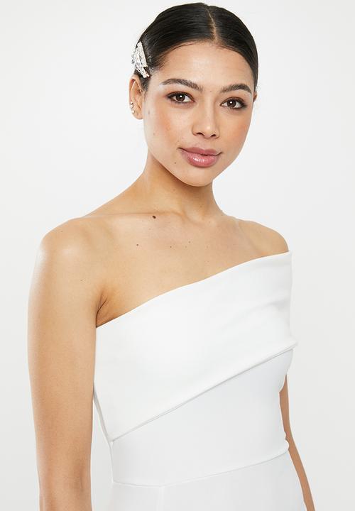 Missguided - One shoulder midi dress - white