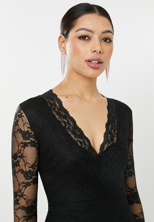 Missguided - Friday lace plunge bodycon mini dress - black