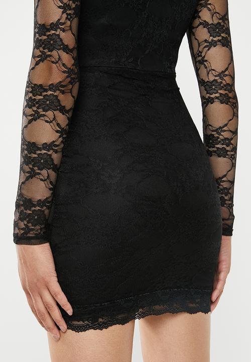 Missguided - Friday lace plunge bodycon mini dress - black