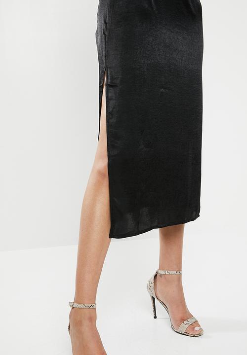Missguided - Cami lace slip midi dress - black